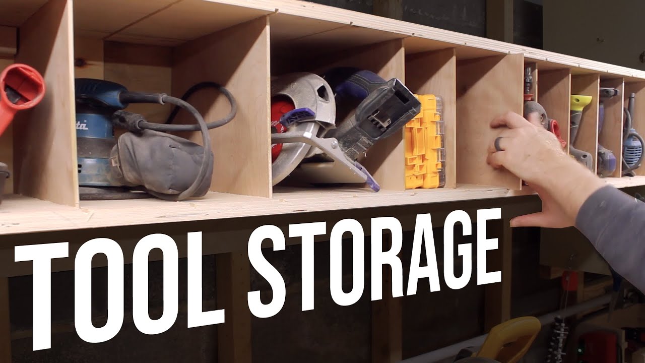 Tool Storage Shelf With Adjustable Dividers // Workshop Organization // Woodworking