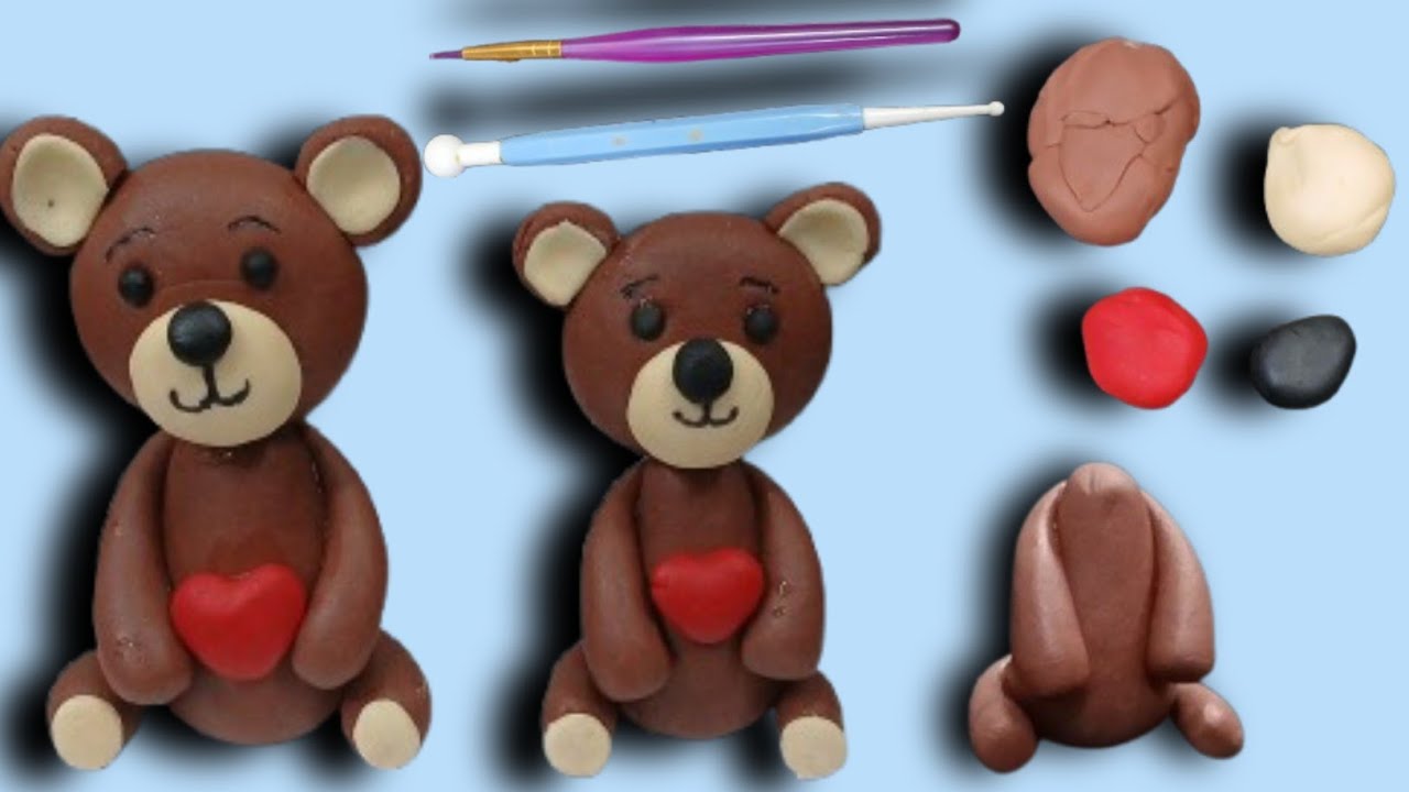 Fondant teddy bear  How to make  fondant teddy bear  Easy teddy bear 