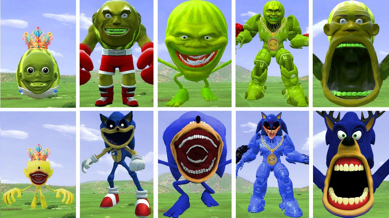 THE STRONGEST EVOLUTIONARY FORMS OF KING LINGANG MELON VS KING SONIC EXE IN GARRY'S MOD!