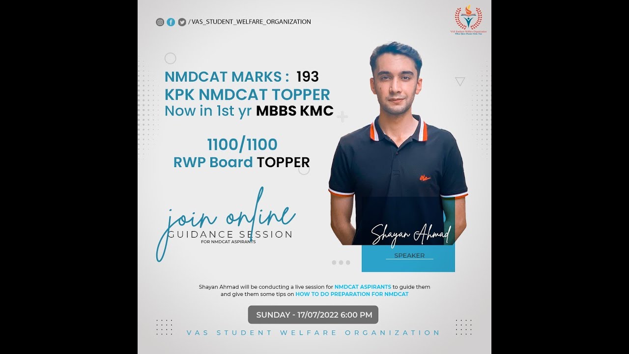 NMDCAT 2021 KPK Topper Live Guidance Session By Shayan Khan