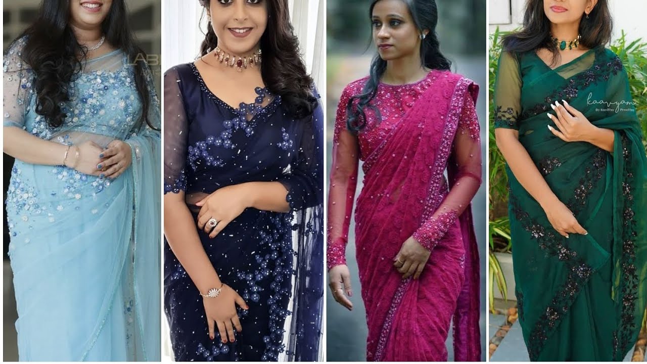 Stylish and stunning Blouse designs for net saree /Latest Net saree blouse designs