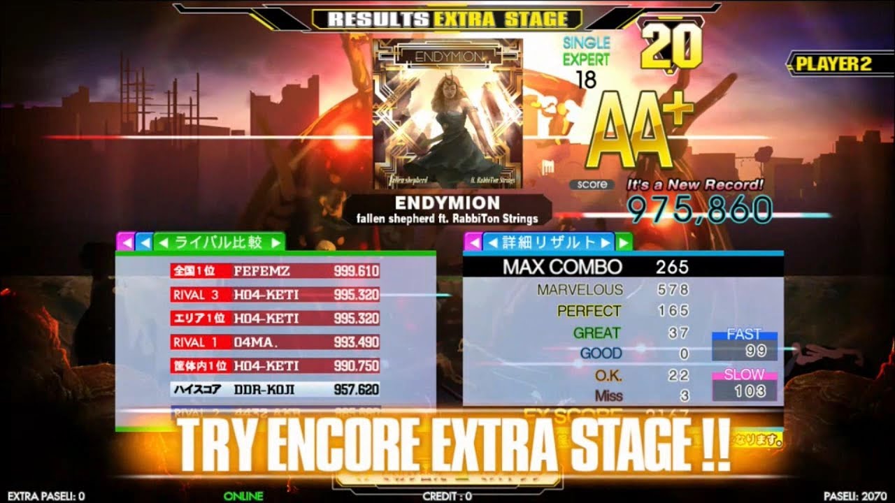 [DDR A] ENDYMION [Single-EXPERT] 975,860 +α by DDR-KOJI