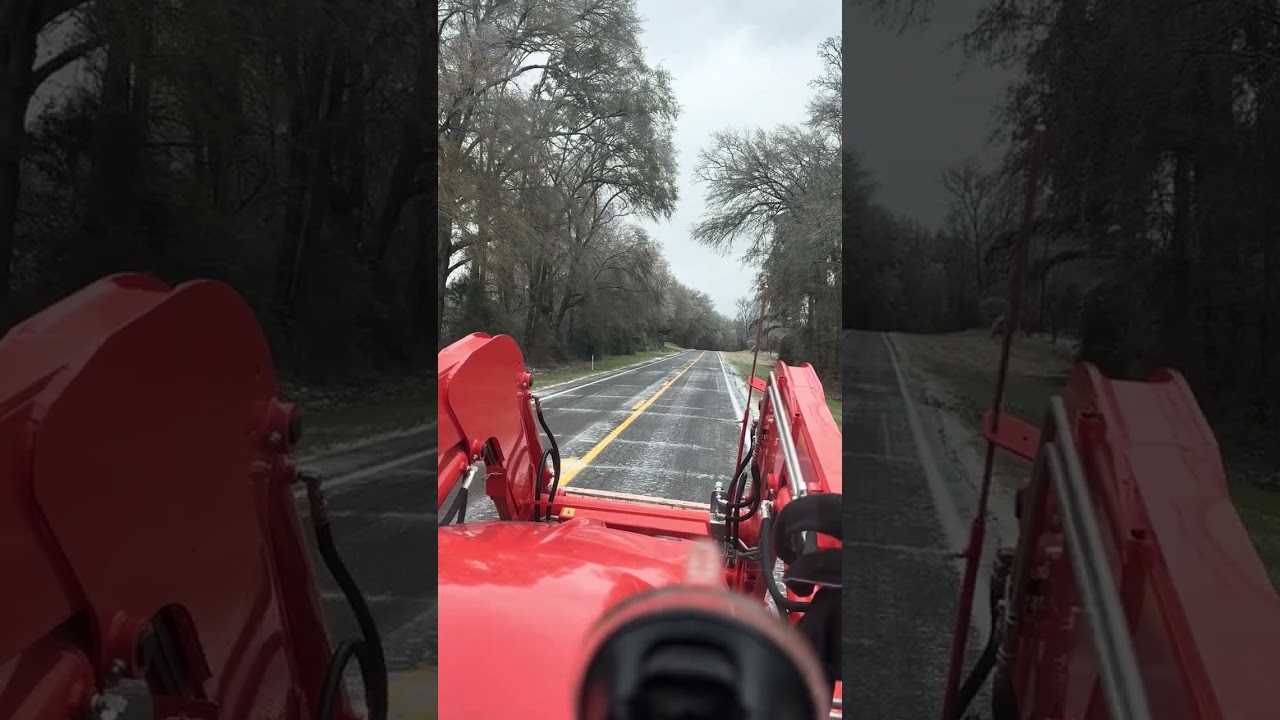 Ride along in the M6-141 during the ice storm 2026 #icestorm #kubota #easttexas #agriculture 