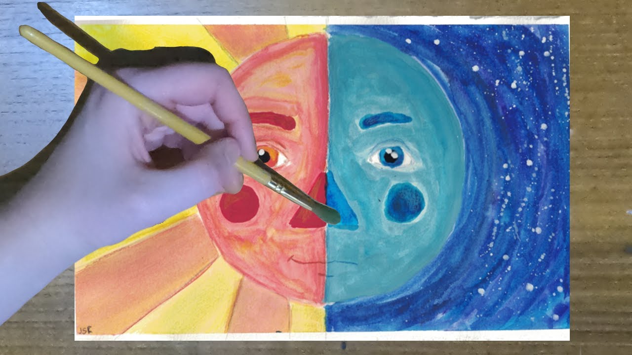 Sun and Moon | Gouache Speed-paint