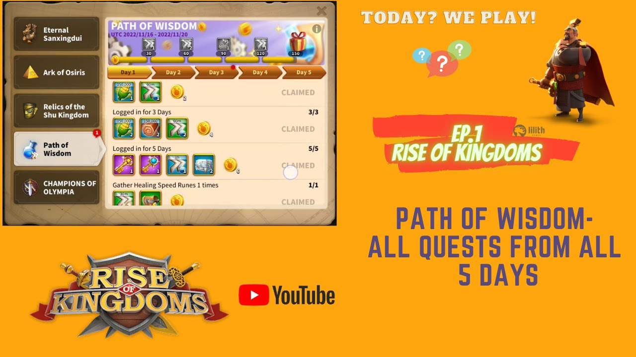 RoK Guide: Path of Wisdom Event (All quests from all 5 days) + Final Reward