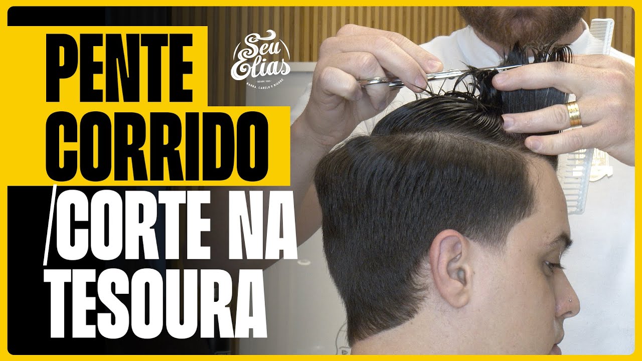 PENTE CORRIDO, Corte na tesoura dia a dia. Conteúdo Exclusivo BarberDay Academy | Seu Elias.