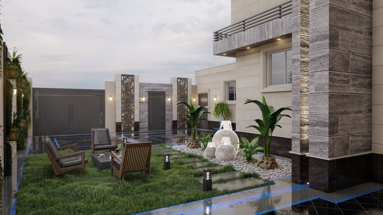 تصميم واجهة حجر مودرن Modern stone facade design La Alegría