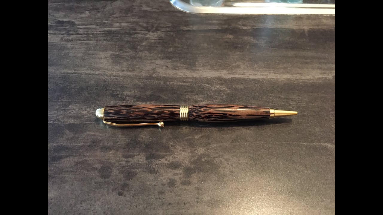 Turning Black Palm wood with a Streamline Round Top Pen Kit