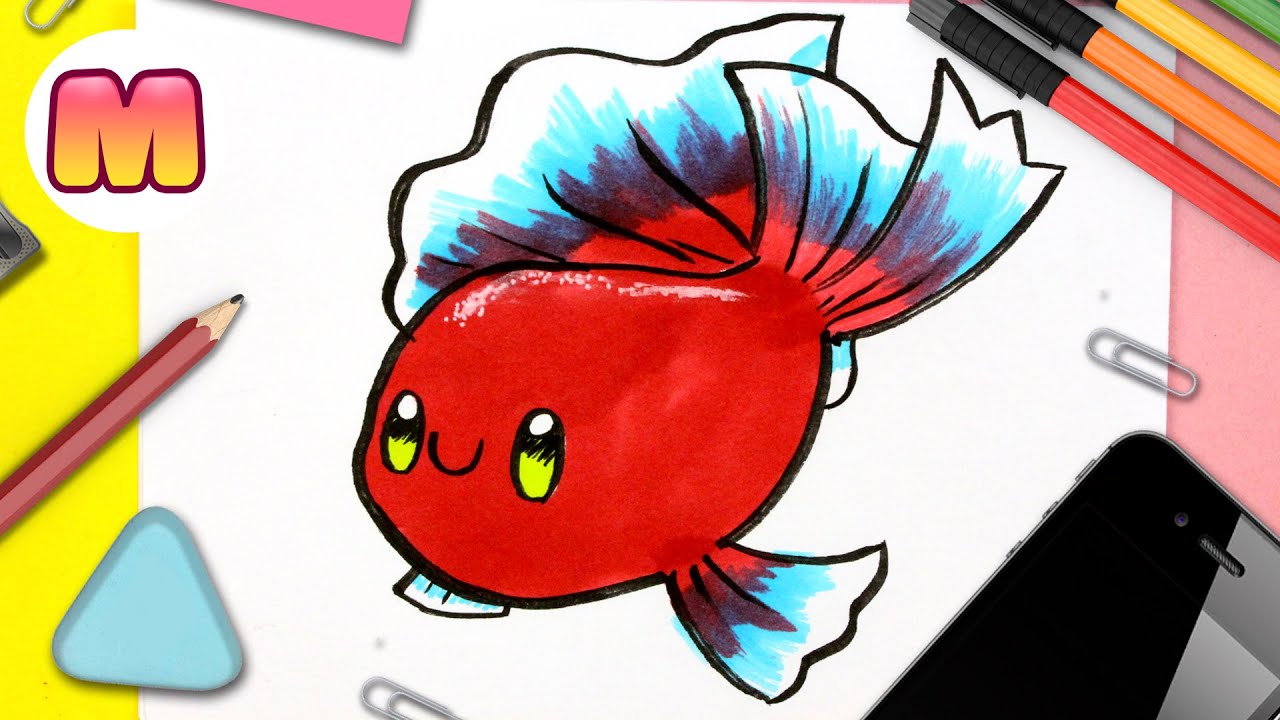 COMO DIBUJAR UN PEZ KAWAII 💖 Dibujos faciles kawaii 💖 Aprende a dibujar animales con Jape