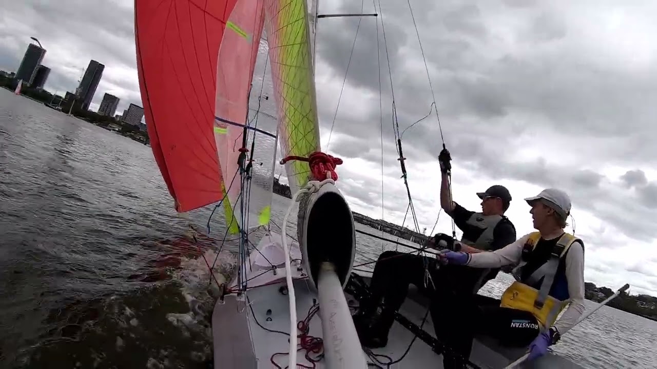 260214 #3 VJ12 Big Apple 5 Greg and Malcolm at Concord Ryde. Second spinnaker run