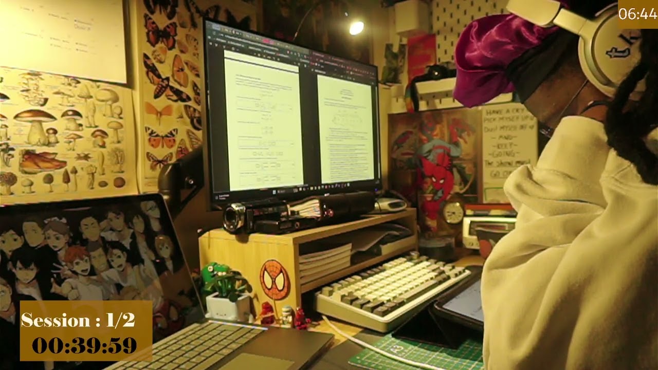 study with me for 2 hrs | 50/10 pomodoro and brown noise