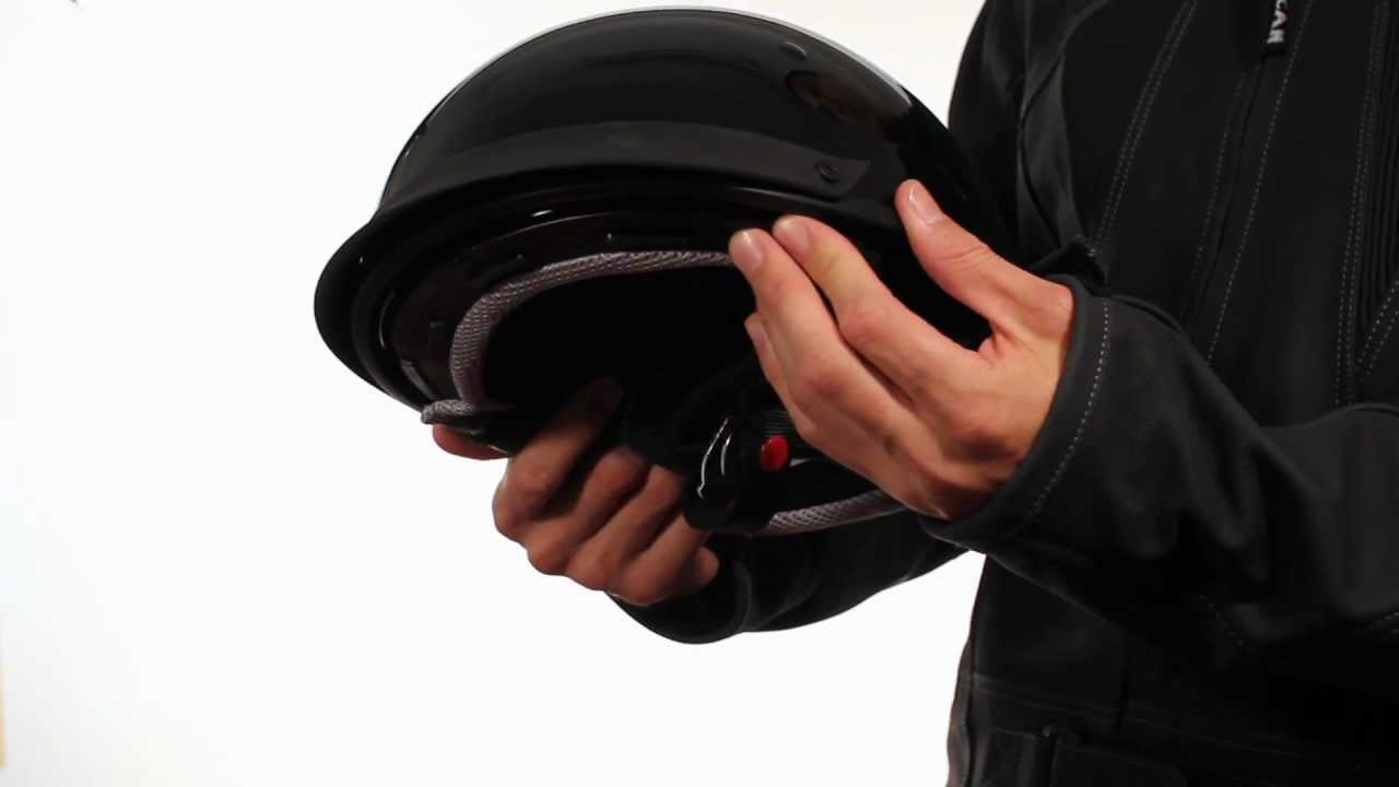 Outlaw T72 Black Glossy Dual Visor DOT Half Helmet at LeatherUp.com