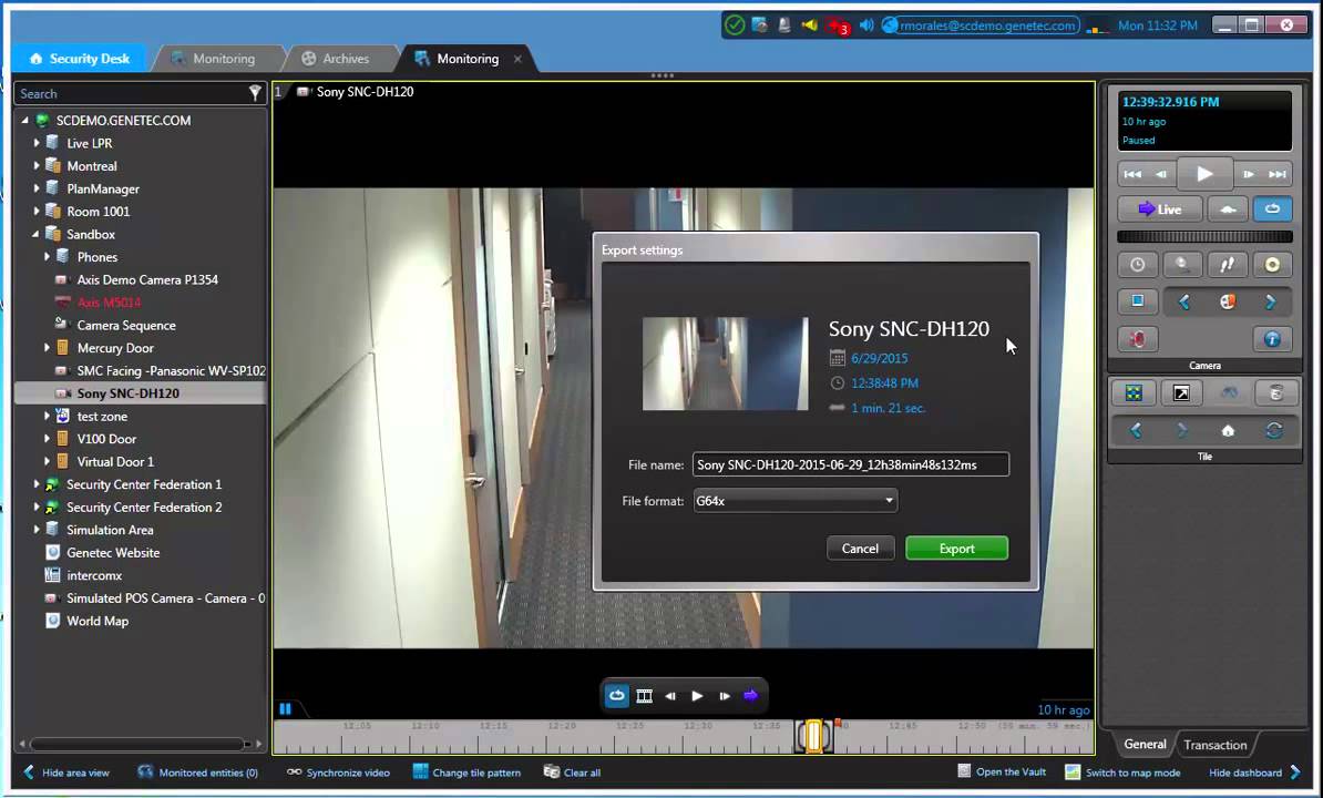 Genetec - Export Video after search