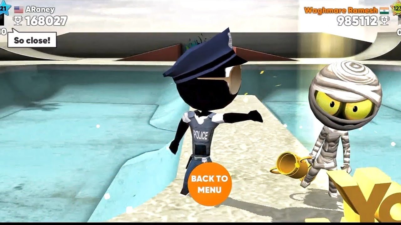 Fight with Spaceman & Angry Officer 💪😡 | Stickman Skate Battle