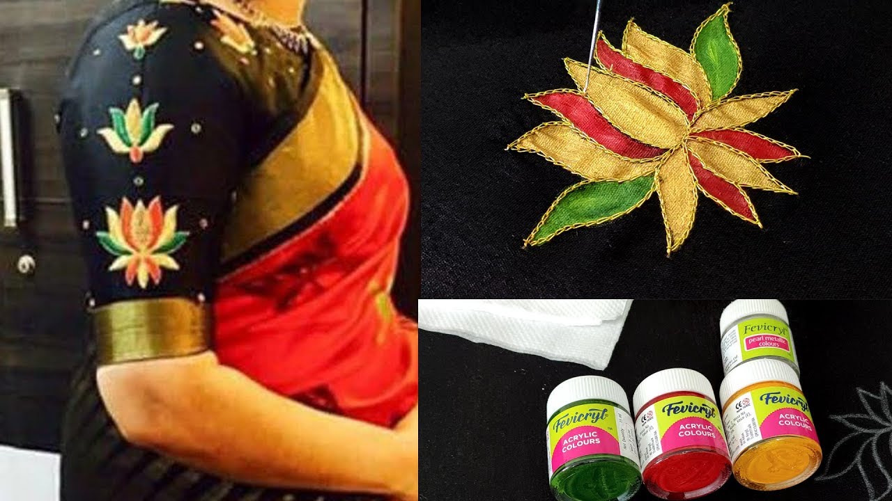fabric painting with  aari work blouse | fabric painting on clothes | aari embroidery | 