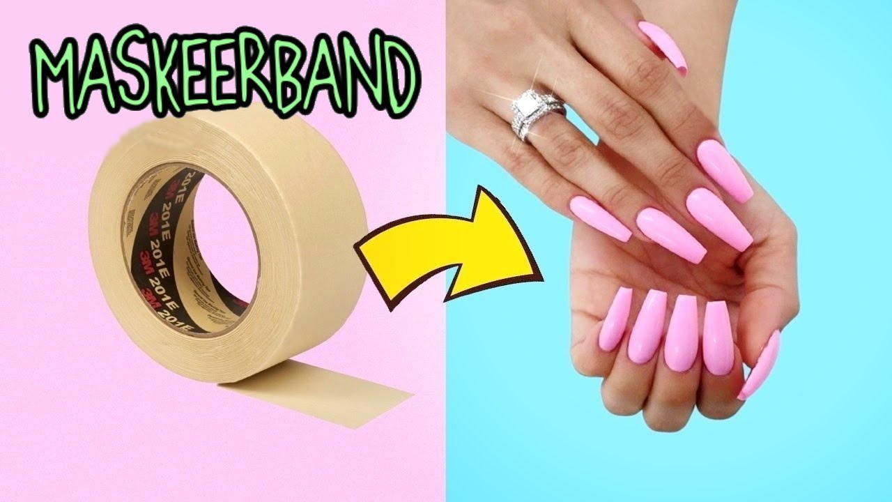 HOE MAAK JE NEP NAGELS VAN MASKEERBAND – GOEDKOOP EN EENVOUDIG – GEWELDIGE NAGEL HACK – DOE HET ZELF