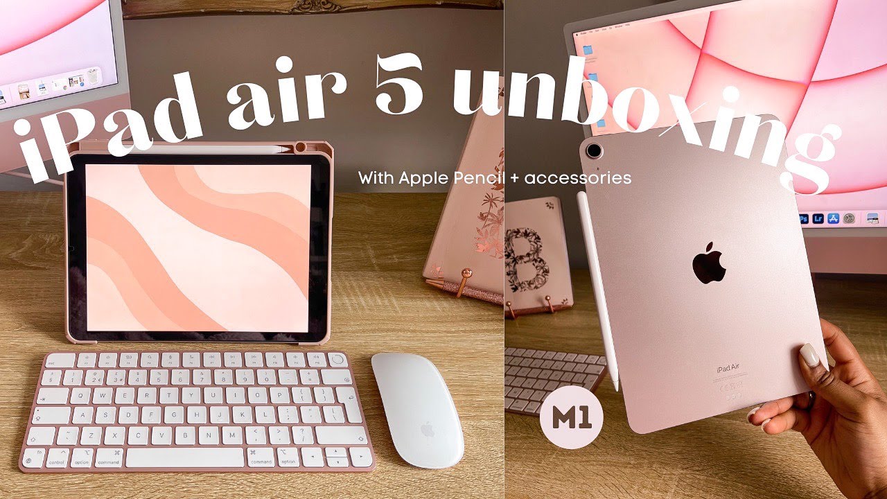 NEW iPad Air 5 (Pink) unboxing + accessories ✨ asmr ✨ aesthetic