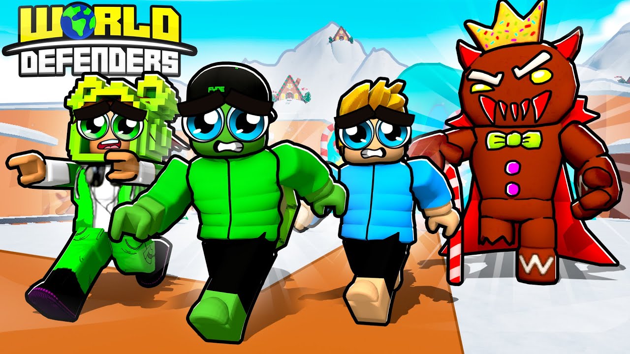 NOOBS DESTROYED BY GINGERBREAD KING - Noob To Pro World Defenders Roblox