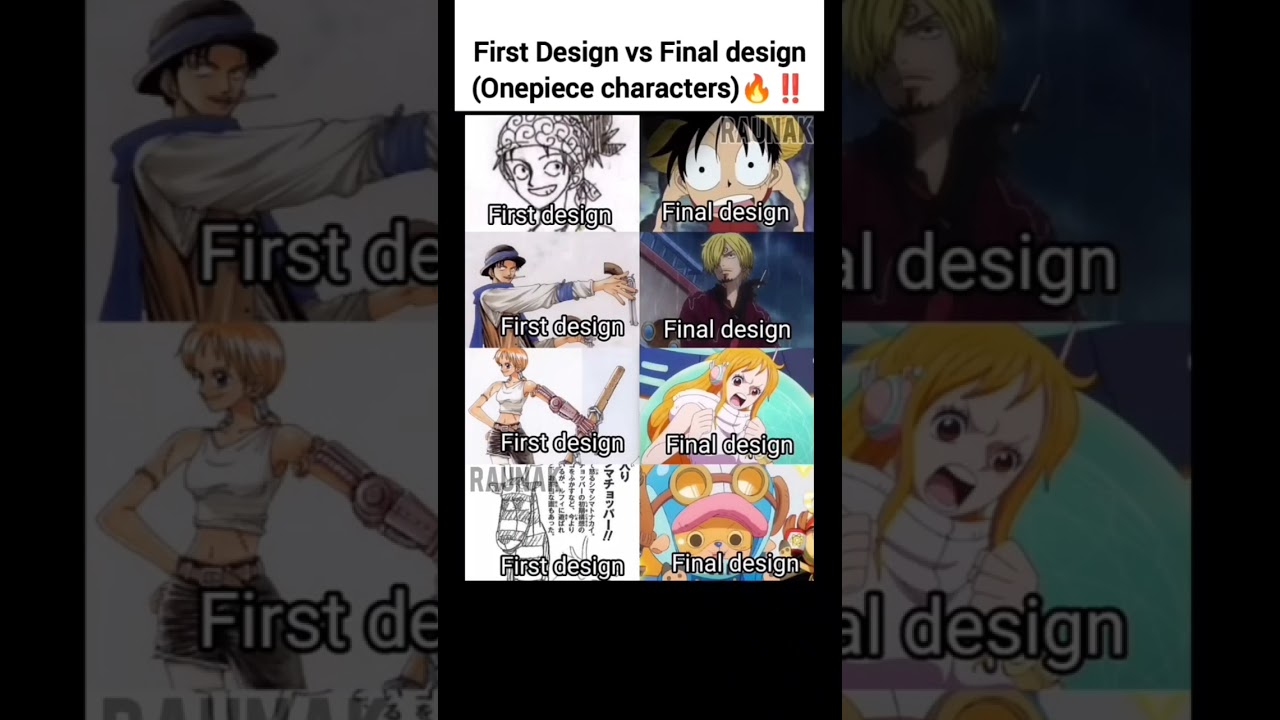 First Design vs Final design (Onepiece characters) 