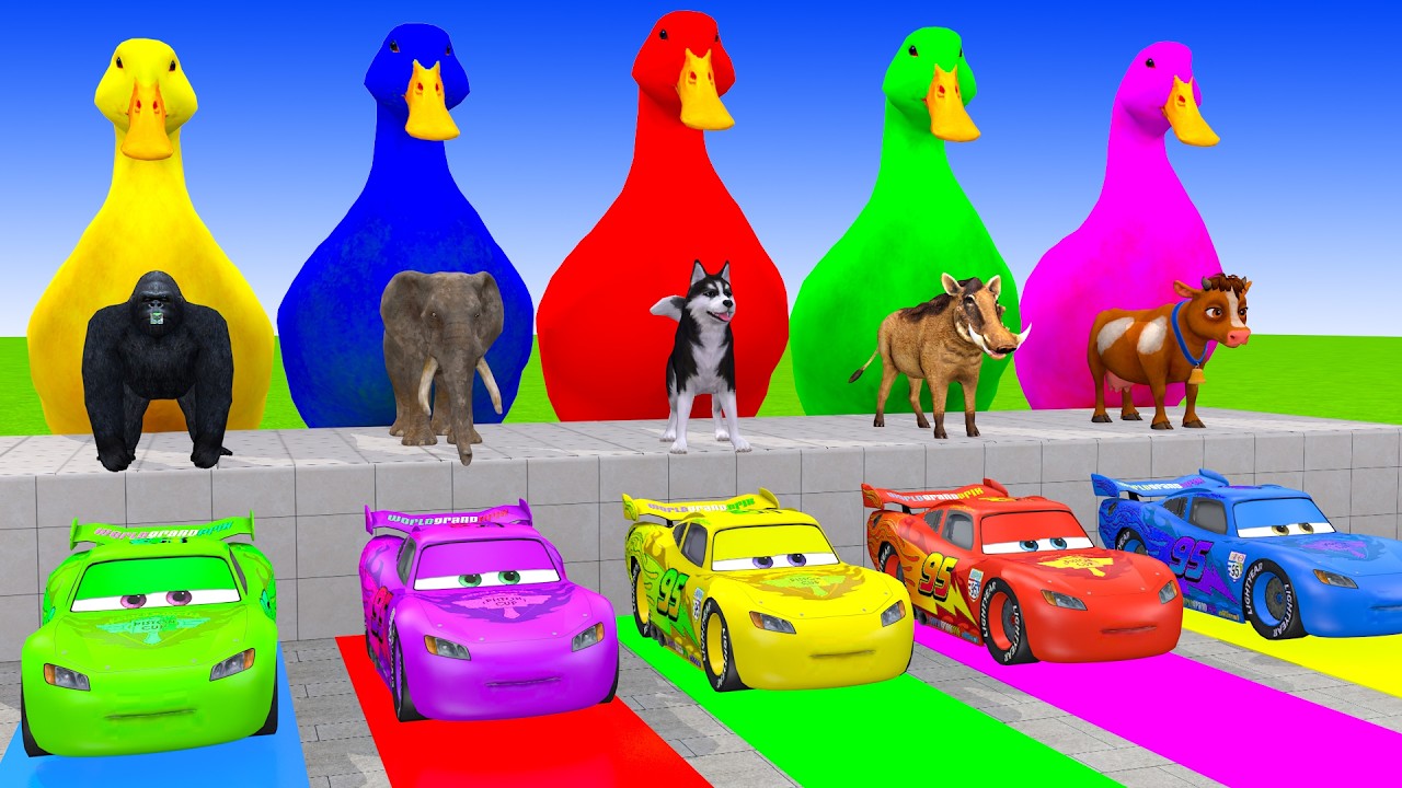 Long Slide Game With Cow Elephant Gorilla Hippopotamus Tiger 3d Animal Game Funny 3d Animals