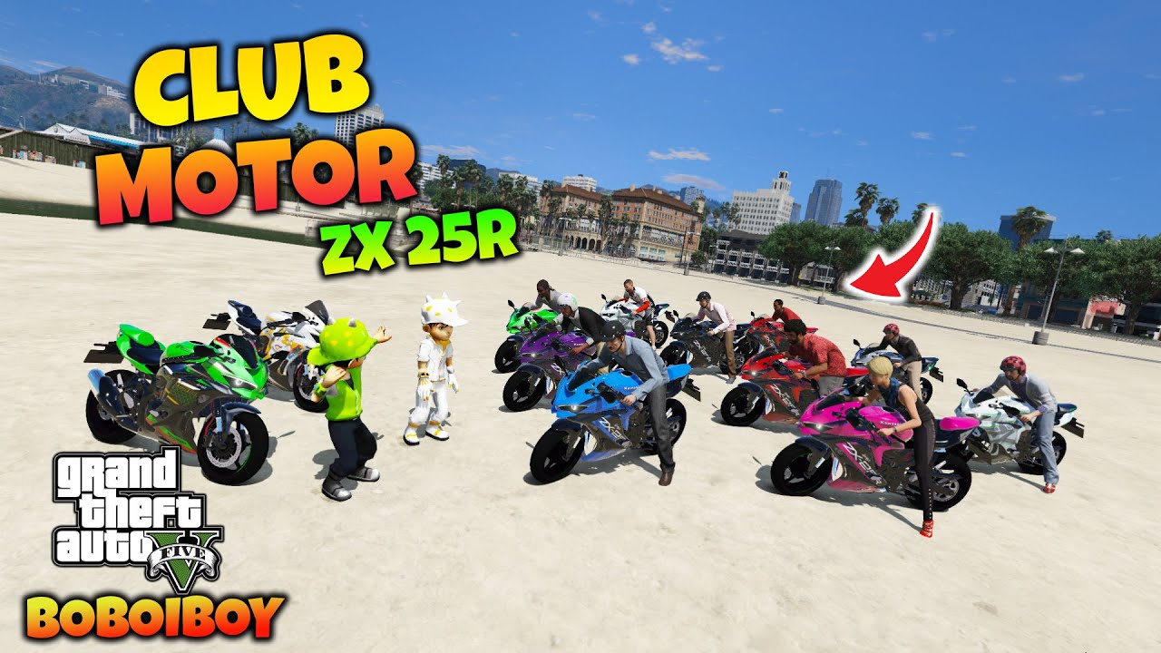 BOBOIBOY CAHAYA DAN DAUNMASUK CLUB MOTOR  ZX 25R  - GTA 5 MOD BOBOIBOY