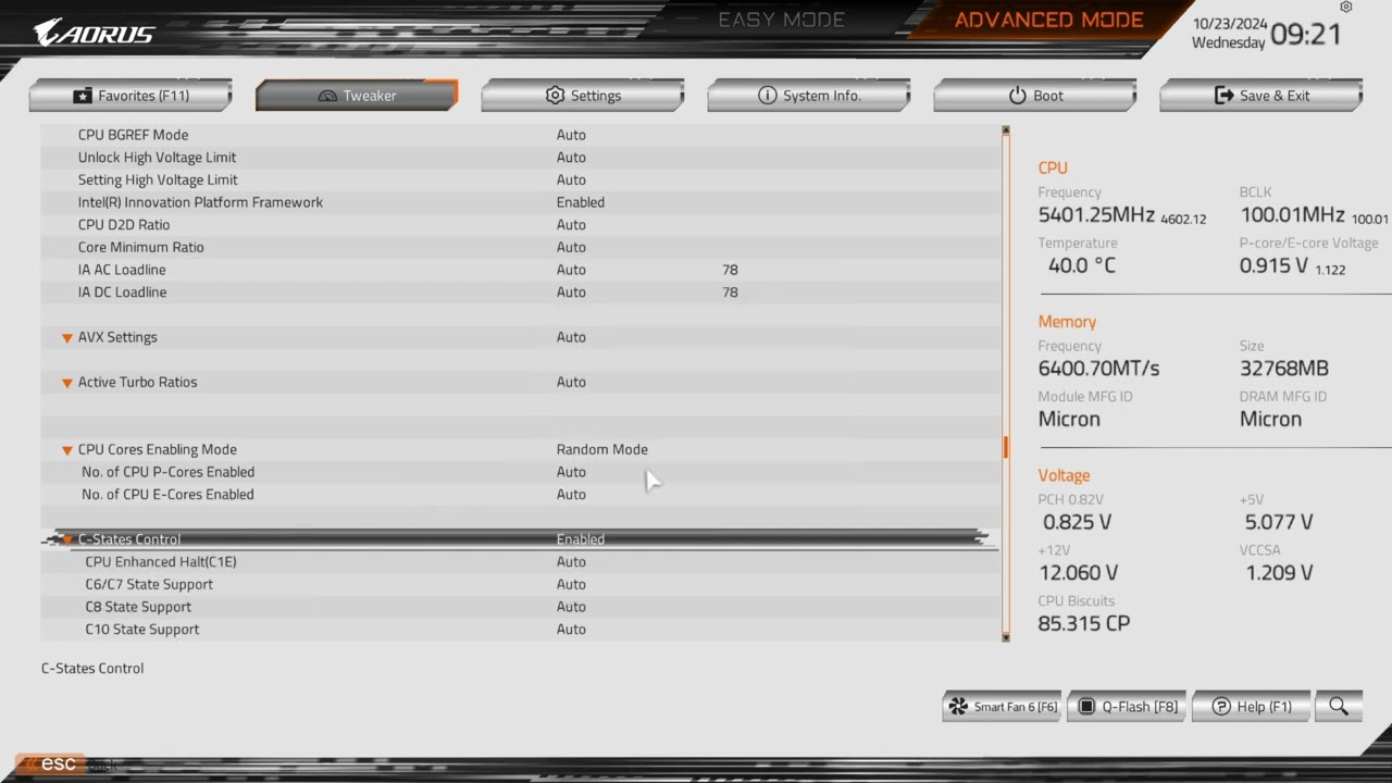 Gigabyte Z890 Aorus Pro Ice BIOS Click through (no voiceover)