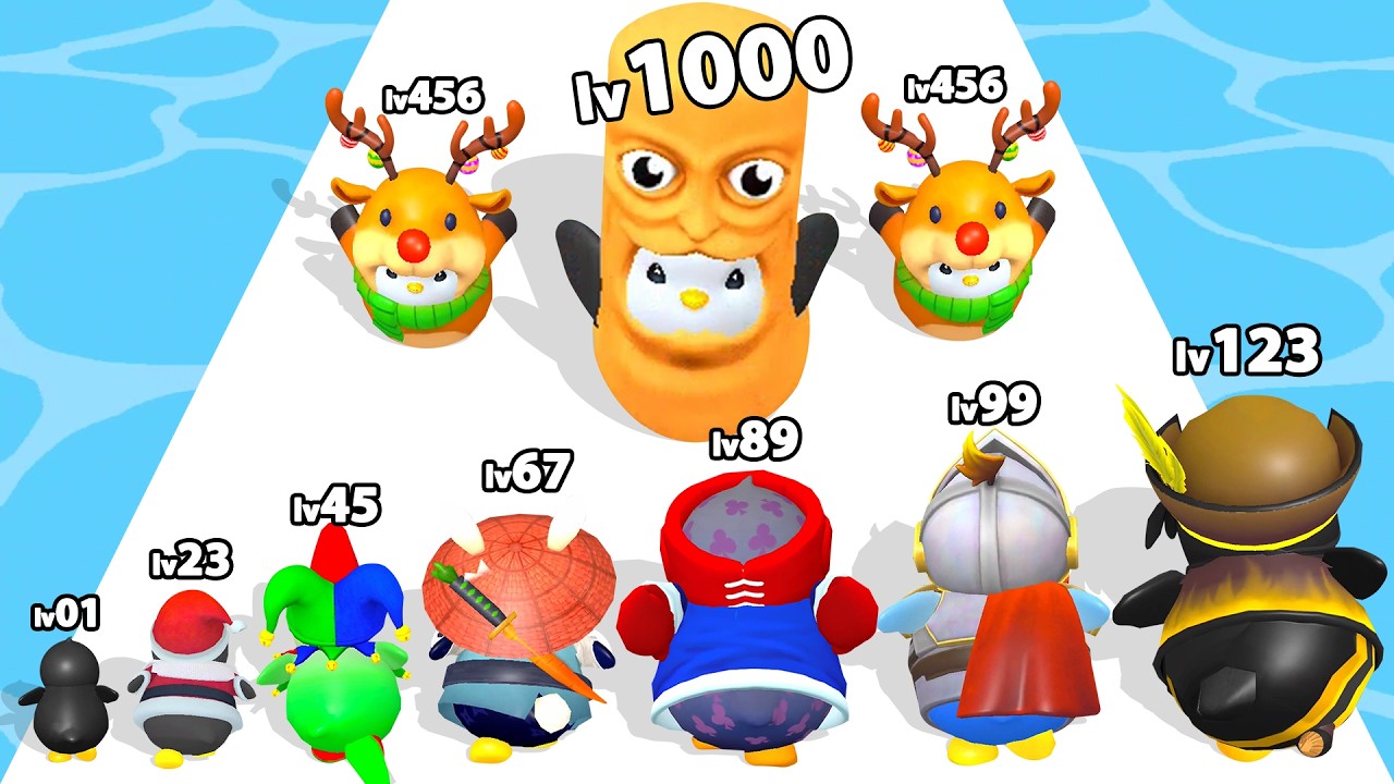 PENGUIN RUNNER EVOLUTION 3D - Level Up Penguin Max Level Gameplay (Satisfying Mobile New Game Run)