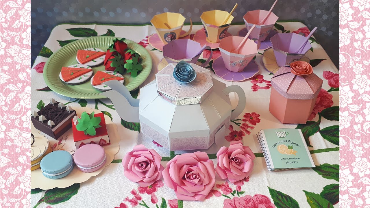 AFTERNOON TEA PARTY IN A WORLD MADE OUT OF PAPER [PAPER ART] - PAPER TEA SET, Cakes & More