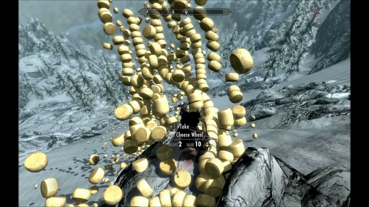 Skyrim 4200 cheese wheels rolling from high hrothgar [HD][ULTRA GRAPHICS]
