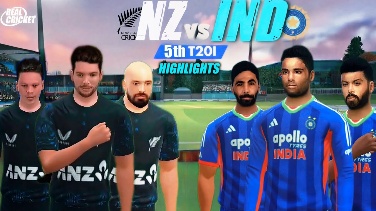 5th T20i 🏏 | IND vs NZ | HIGHLIGHTS | Enhanced Graphics✨️ | Last over Thriller💀#realcricket 