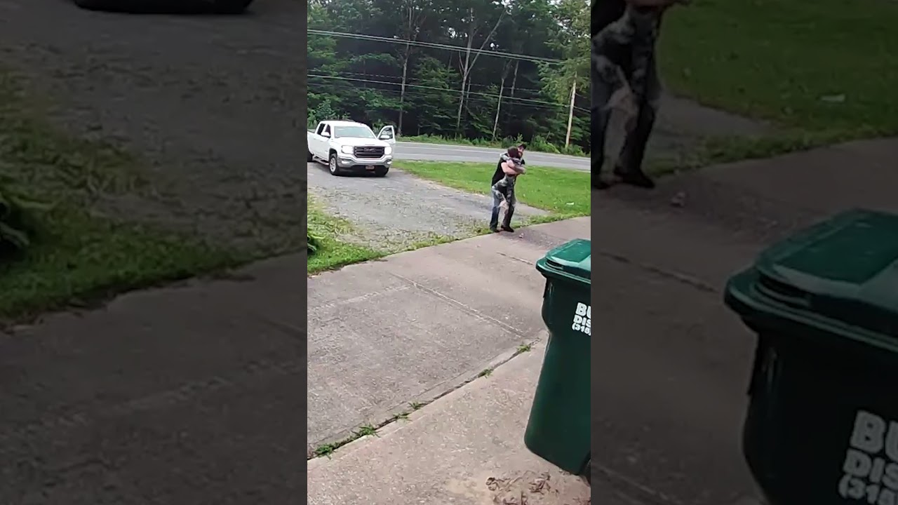 Watch the adorable moment son rushes out to hug dad before work | Humankind 