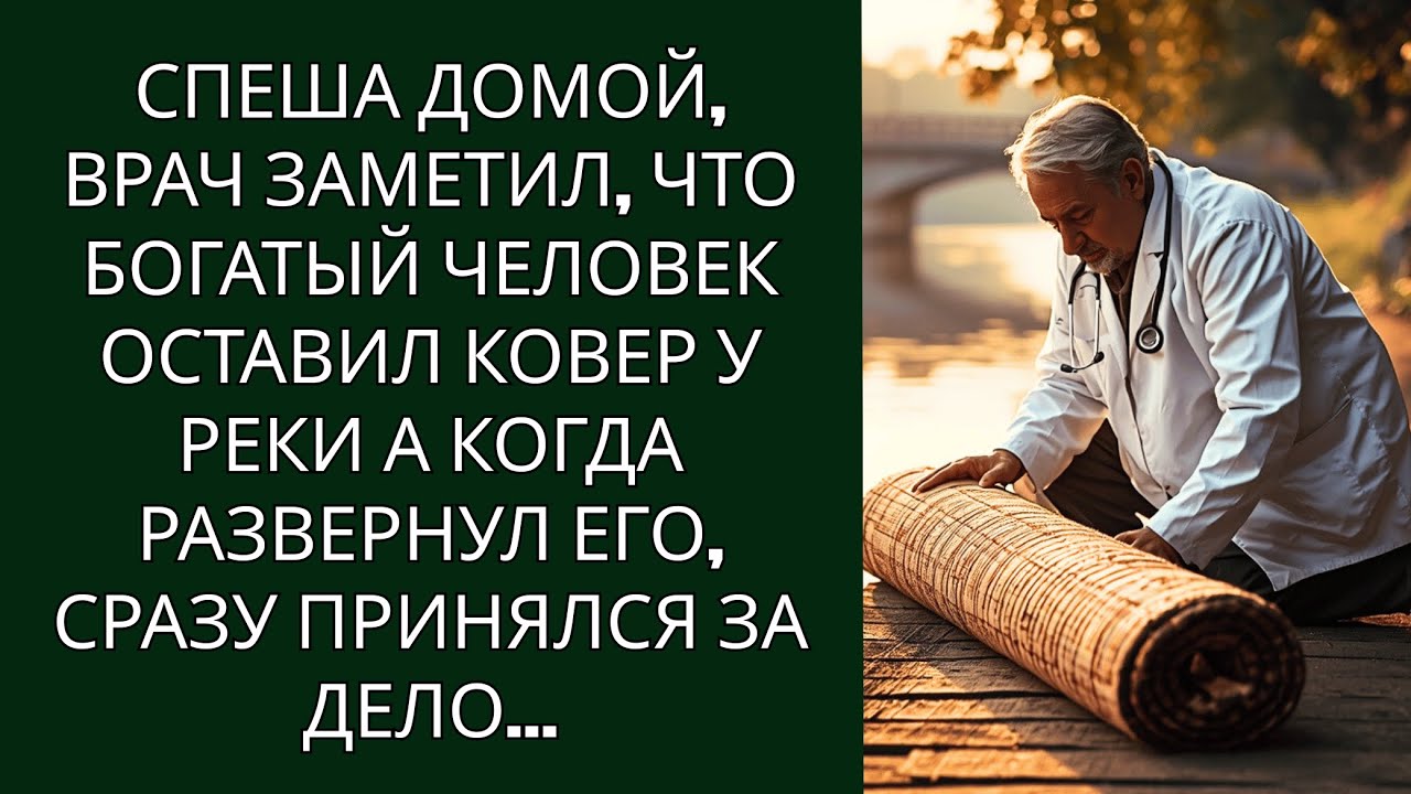 Торопясь домой, доктор увидел ковёр, брошенный богачом у реки… Развернув его, он понял всё