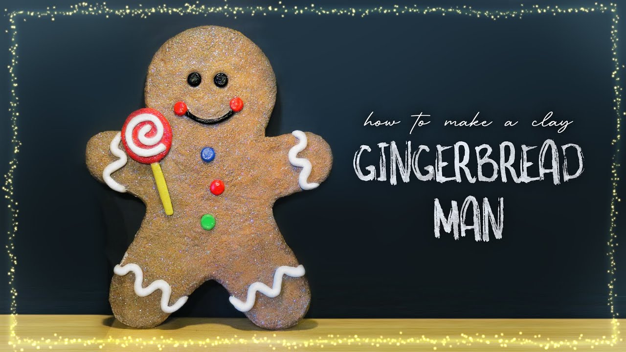 Gingerbread Man Cookie from Air Dry Clay | DIY Whimsical Candy Cane Christmas Decor