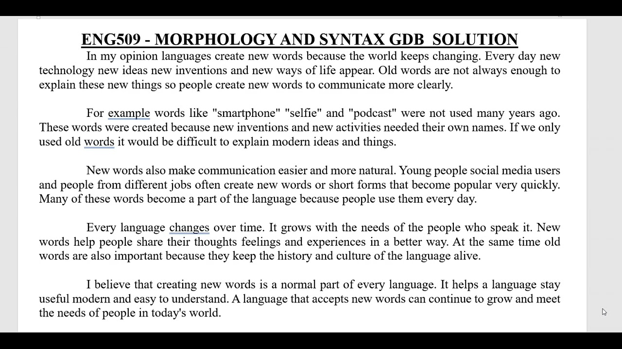 ENG509 GDB 1 Solution 2026 | Morphology and Syntax | Virtual University
