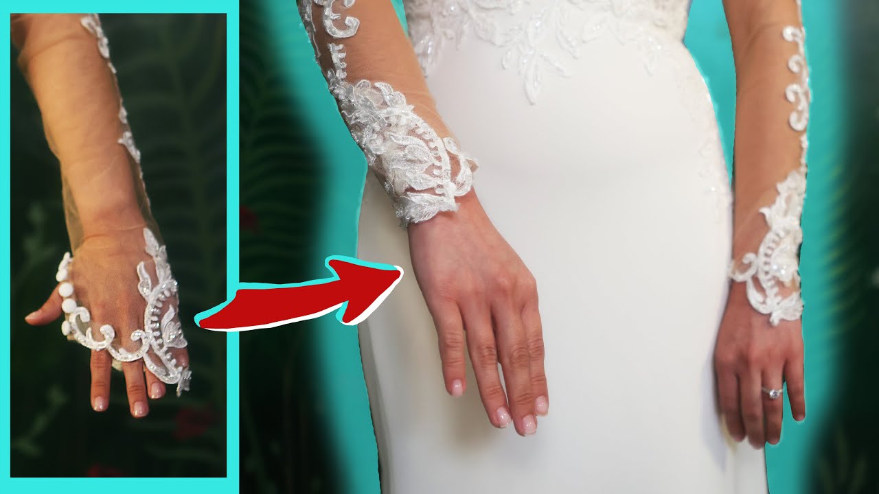 Easy DIY How to Shorten LACE SLEEVES, Wedding Dress #sewwithme