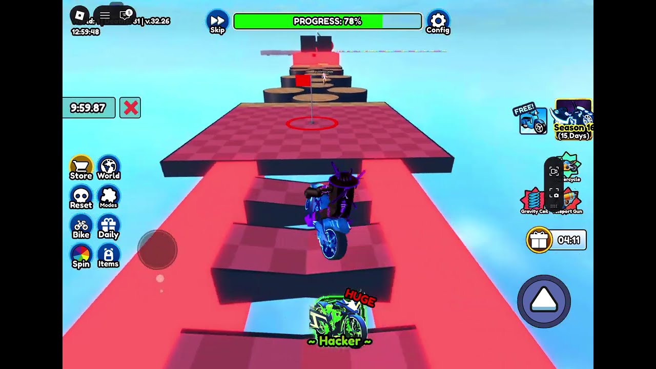 Completing Bicycle Obby on Roblox