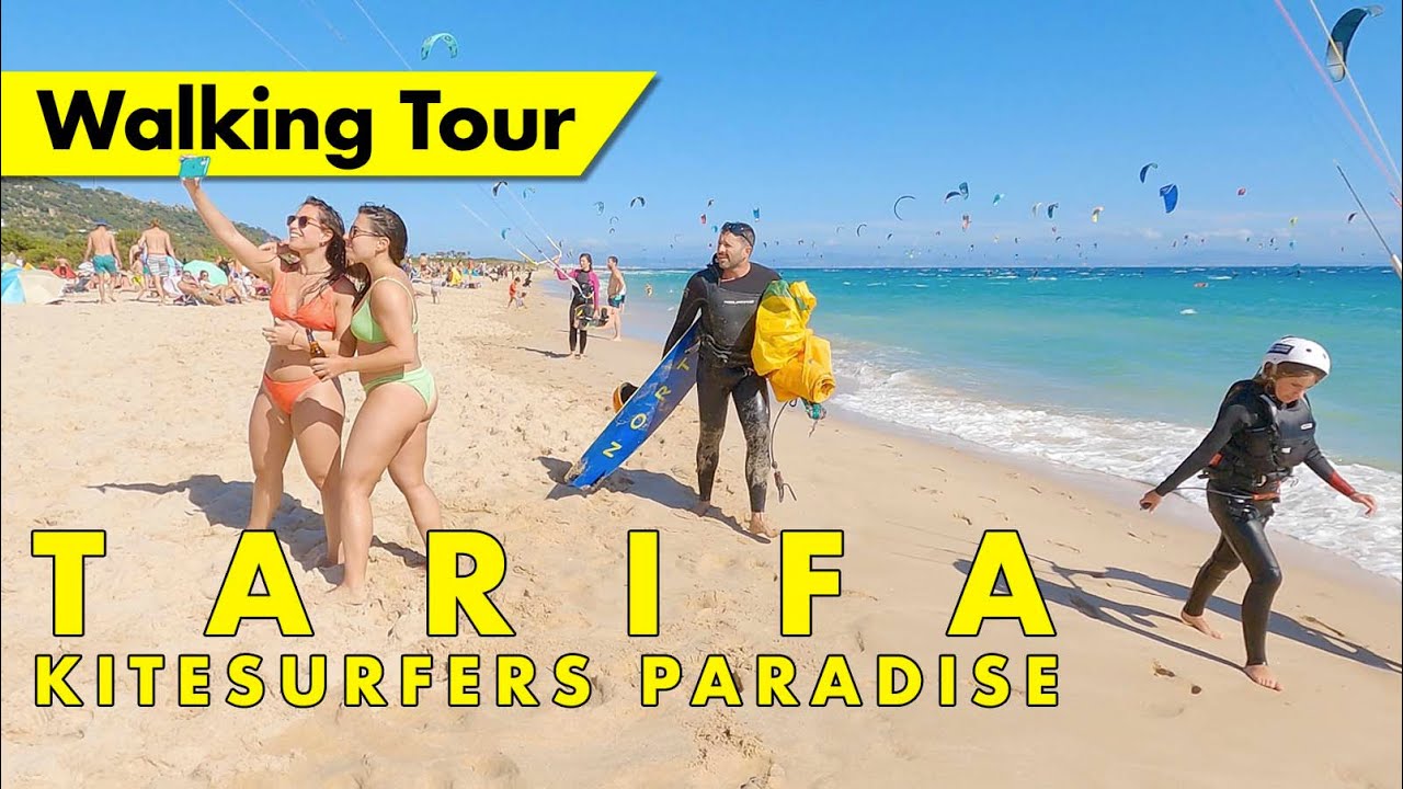 Tarifa beach in June - Playa Valdevaqueros Cadiz Spain immersive virtual walking tour