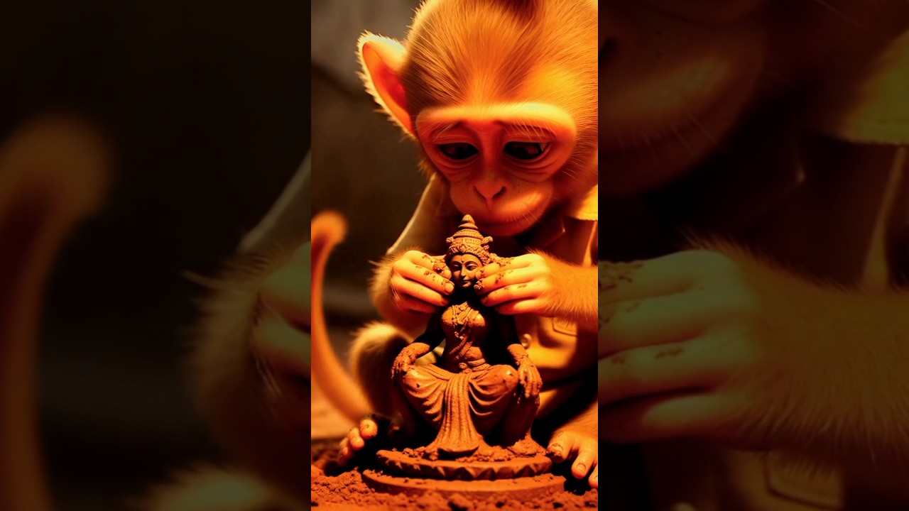 monkey Ne banaya Saraswati mata ka Murti 
