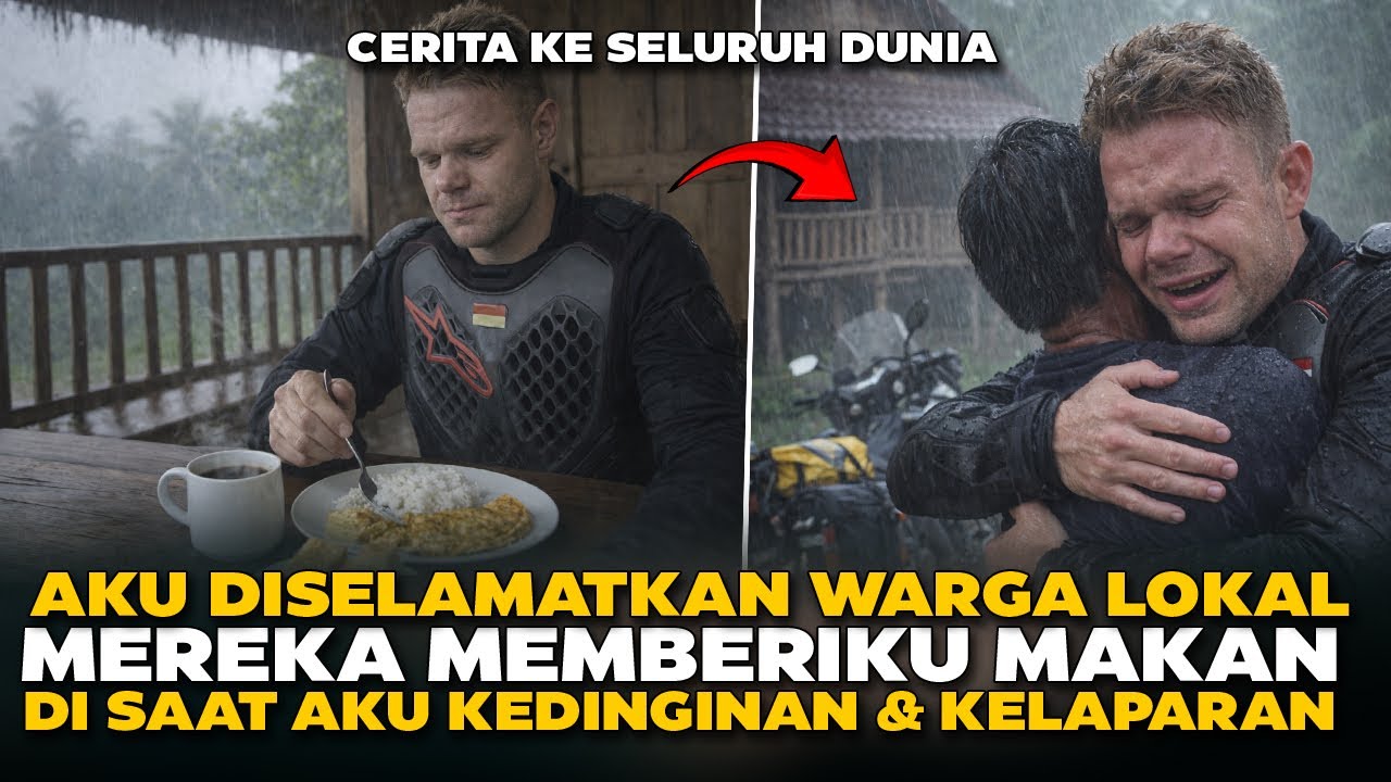 MENANGIS DI INDONESIA! PEMOTOR DUNIA TERHARU WARGA LOKAL MEMBERINYA MAKAN DI SAAT DIA KELAPARAN