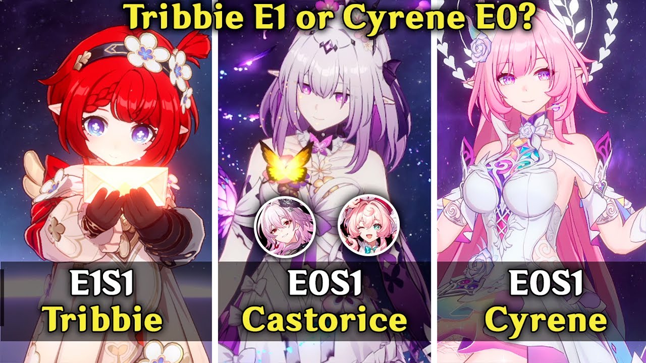 Is Cyrene E0 better than Tribbie E1? E0S1 Cyrene vs E1S1 Tribbie with E0S1 Castorice - HSR 3.7
