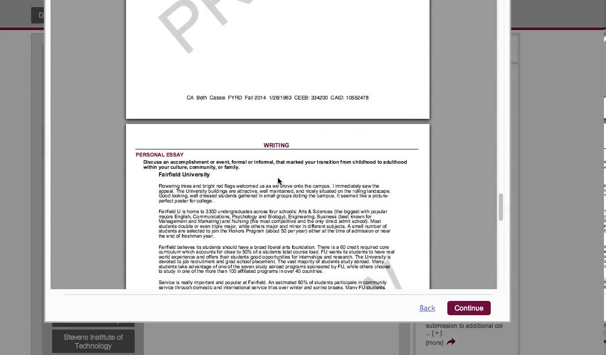 Submitting an application on the CommonApp