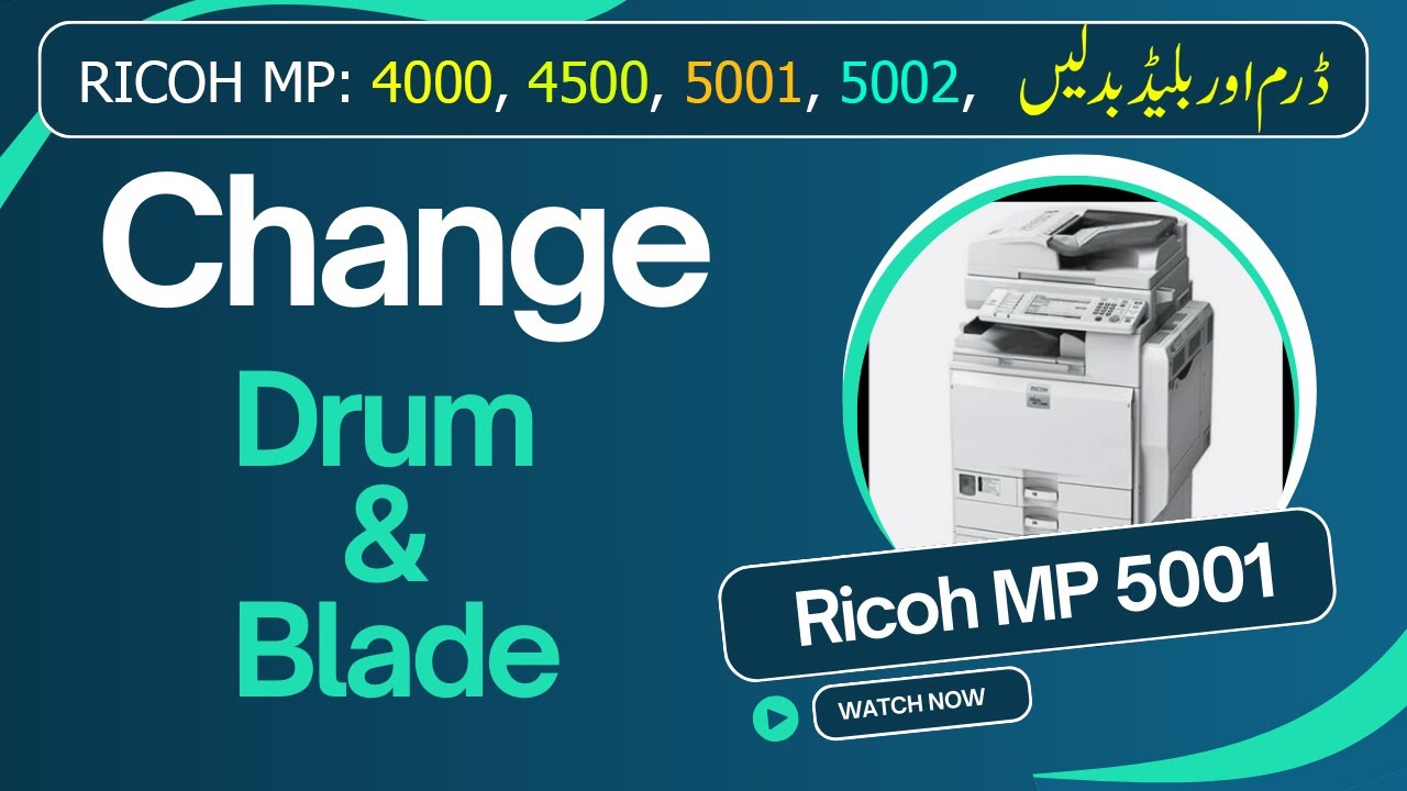 Change (Cleaning) Drum and Blade | Ricoh Mp 4000, 4500, 5001, 5002 | APNA PAK TV
