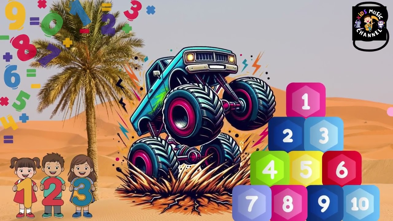 Monster Truck Countdown Ramp | Counting Song for Kids 