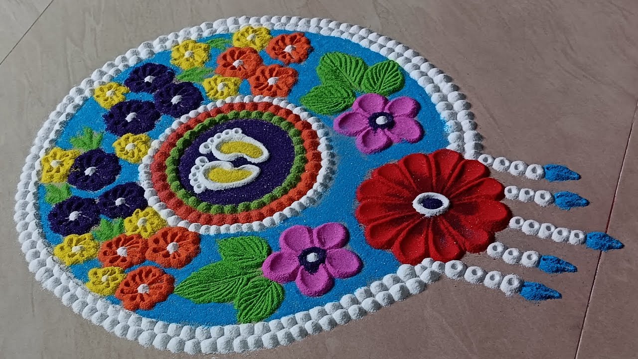 3 मिनट में बनाएं आसान रंगोली | Quick & Easy Rangoli Design 2025