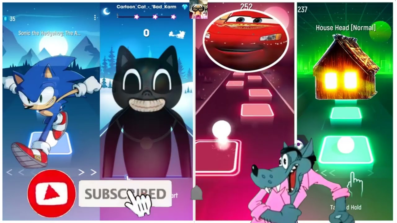 Sonic VS Cartoon Cat VS Mcqueen Eater VS Spider House Head / Top Music Games
