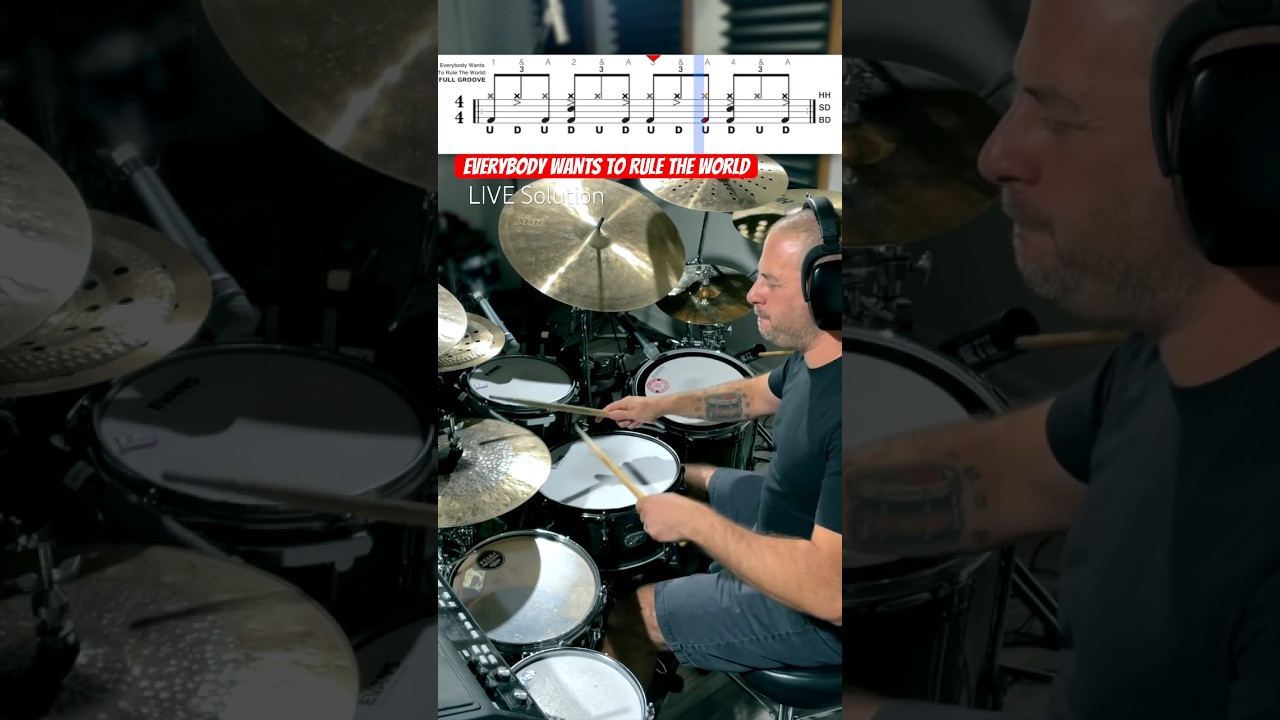 How To Play Everybody Wants To Rule The World in 20 Second (LIVE version on #drums )
