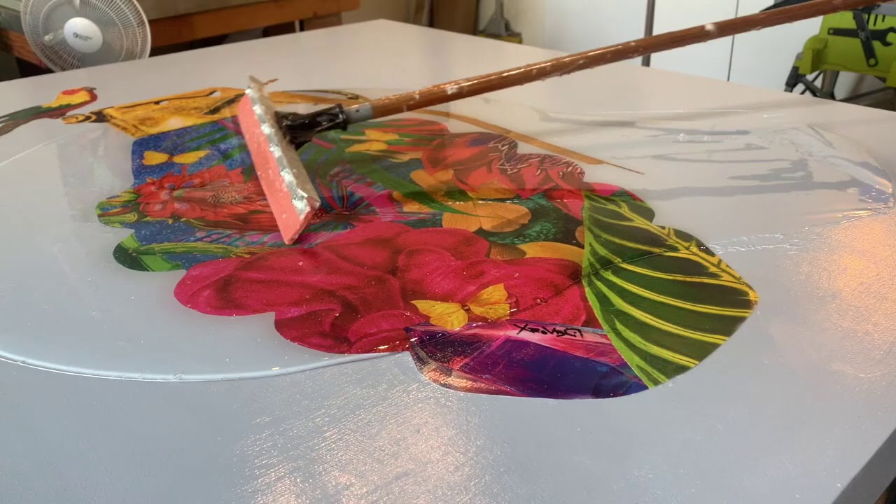 Sealing my collage with resin