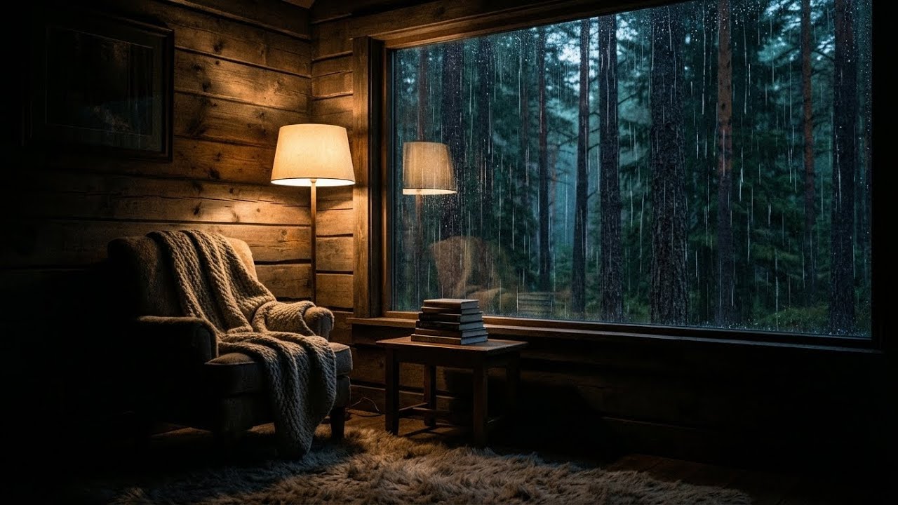 [Stress Buster] Rainy Night Sounds: Cozy Cabin Interior View To Cure Your Insomnia 🏠
