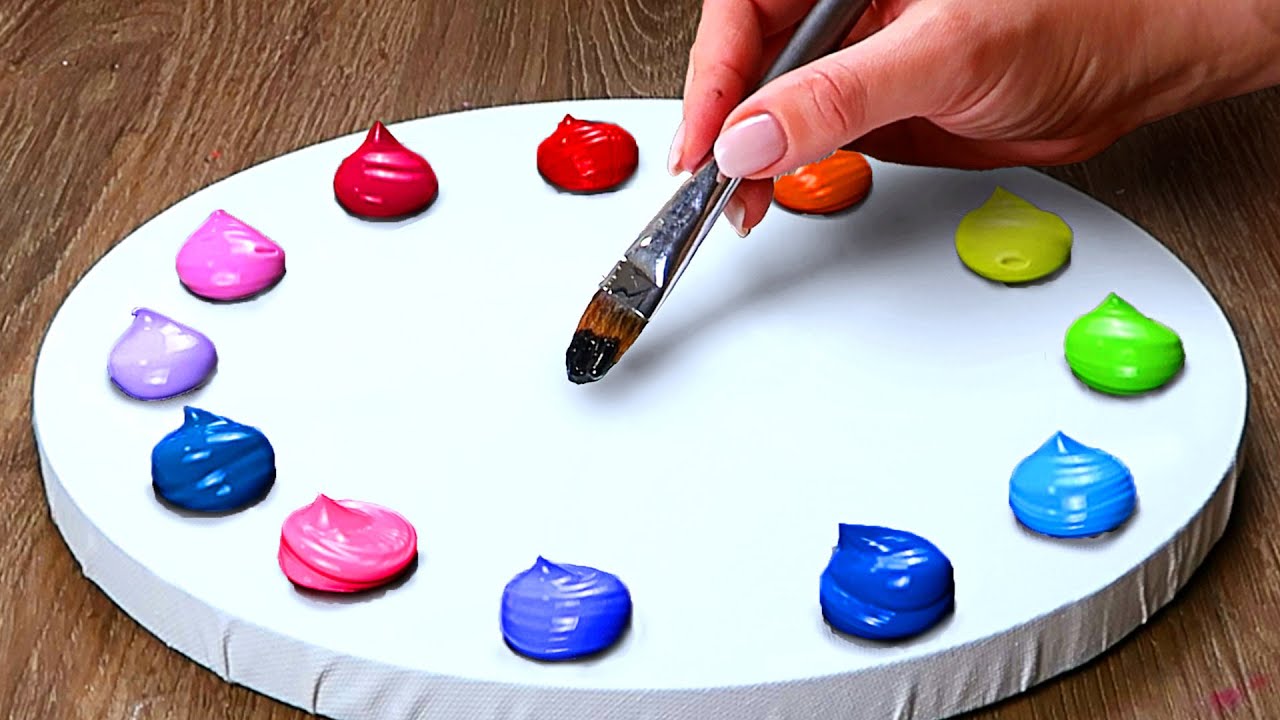 How to Paint Abstract Gradient Day - Night｜RELAXING & SATISFYING ASMR Acrylic Painting