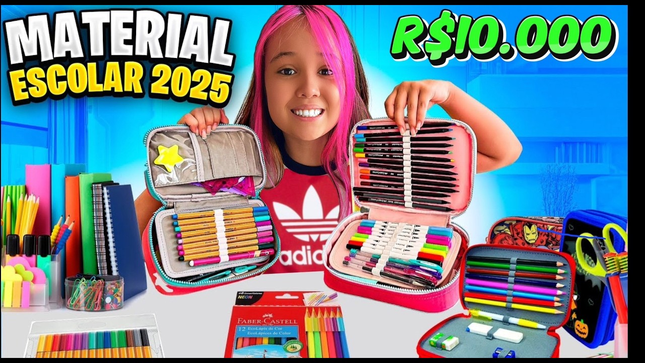 COMPRANDO O MATERIAL ESCOLAR DA LARISSA 2025 !!! *Volta as aulas